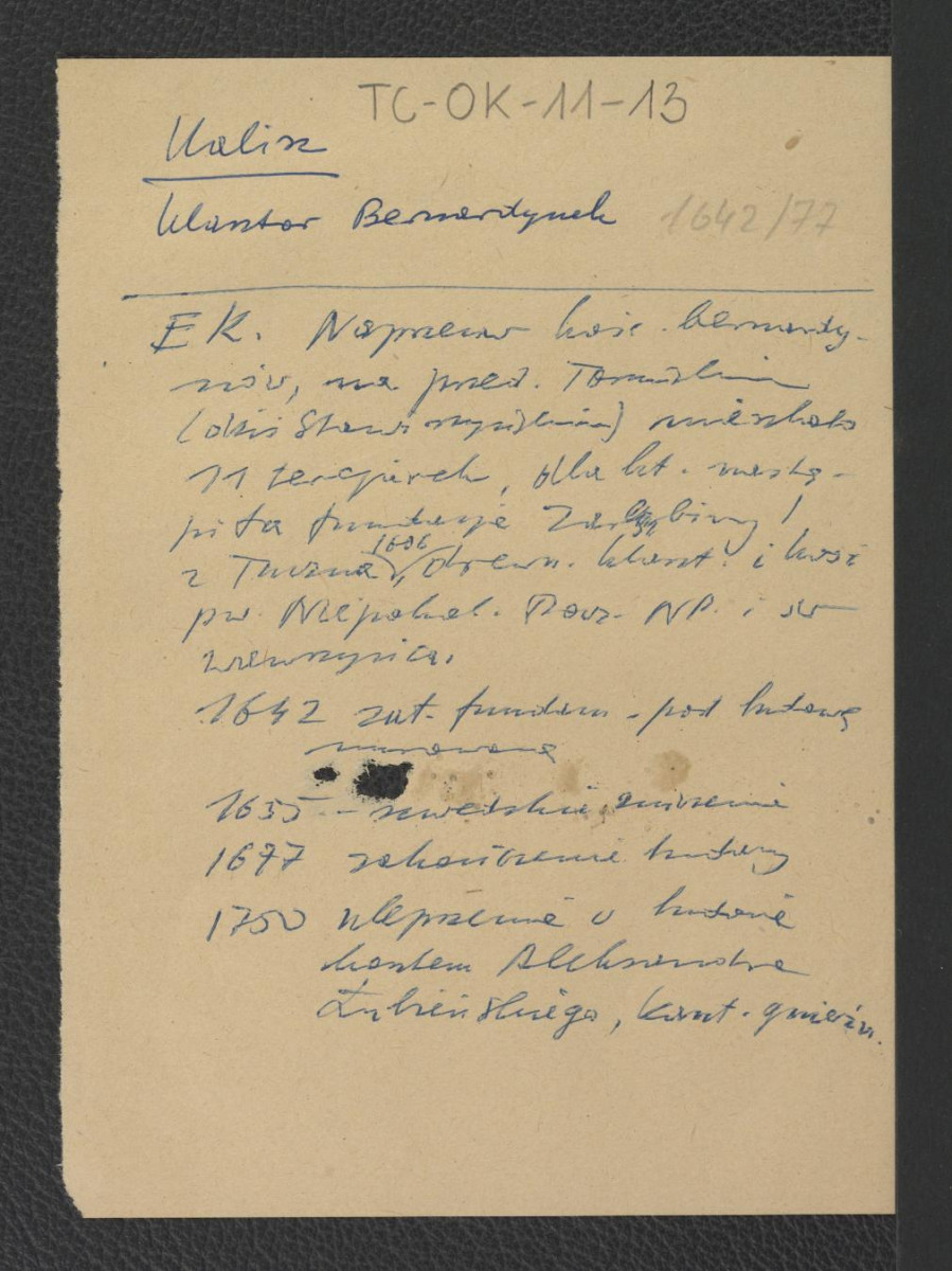 wypis z Encyklopedia Kościelna wzmiankująca ważniejsze epizody w dziejach miejscowego założenia klasztornego                                                               , skan 1