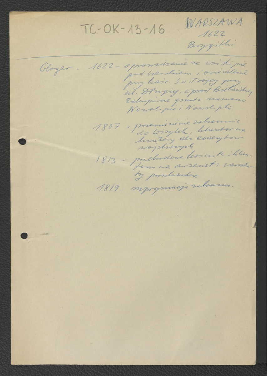 wypis z Gloger Zygmunt, Encyklopedia Staropolska, Warszawa 1902 zawierający ważniejsze epizody w dziejach miejscowego klasztoru począwszy od roku 1622 kiedy to ze wsi Lipie pod Czerskiem sprowadzono i osiedlono przy kościele św. Trójcy (przy ulicy Długiej) zakonników , skan 1