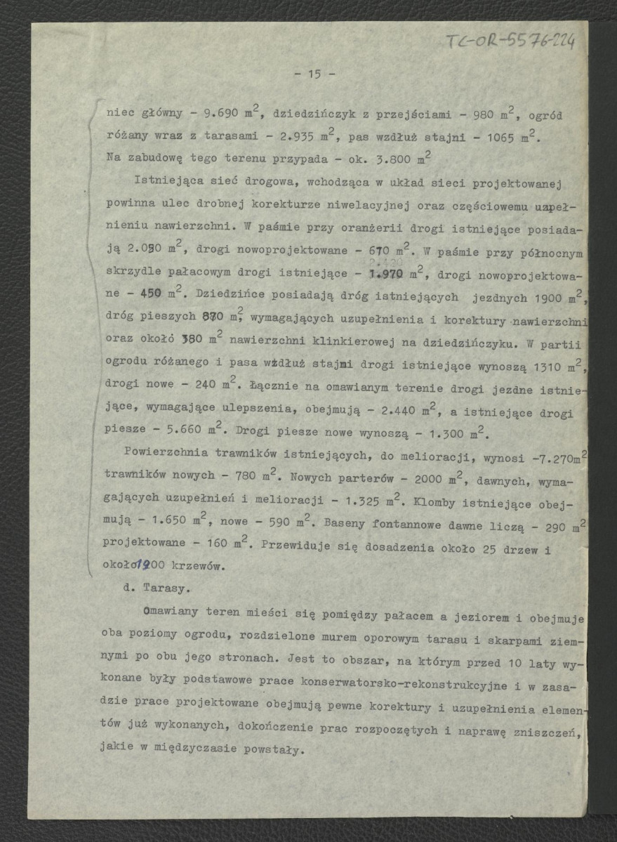 fragment tekstu charakteryzującego projekt odbudowy miejscowego ogrodu; kart dziesięć + dodatkowa karta kopiału strony osiemnastej , skan 5