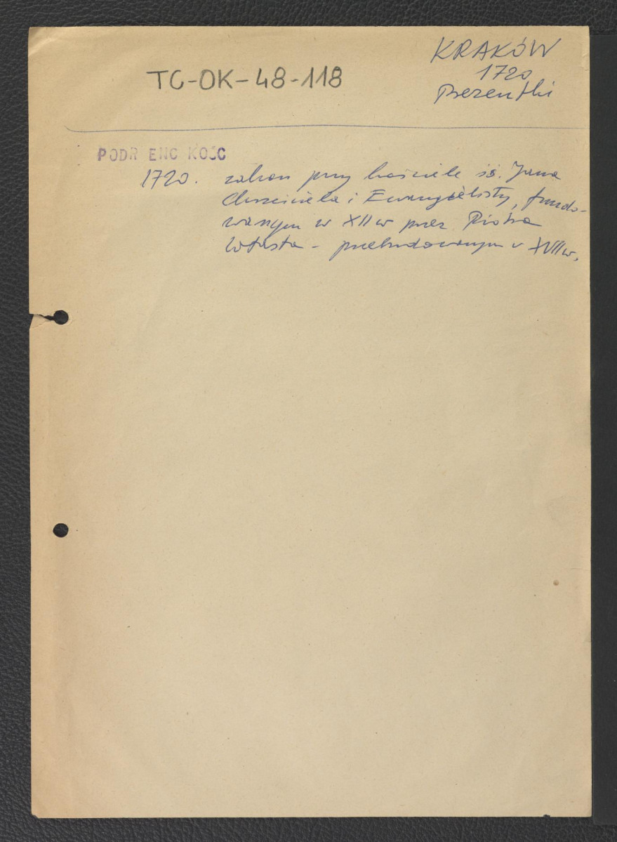 odsyłacz do Podręczna Encyklopedia Kościelna, red. ks. Zygmunt Chełmicki, t. I-XLIV, Warszawa, 1904-1916 wzmiankujący zgromadzenie przy kościele św. Jana Chrzciciela i ewangelisty ufundowany w XII w. przez Piotra Włostowica , skan 1