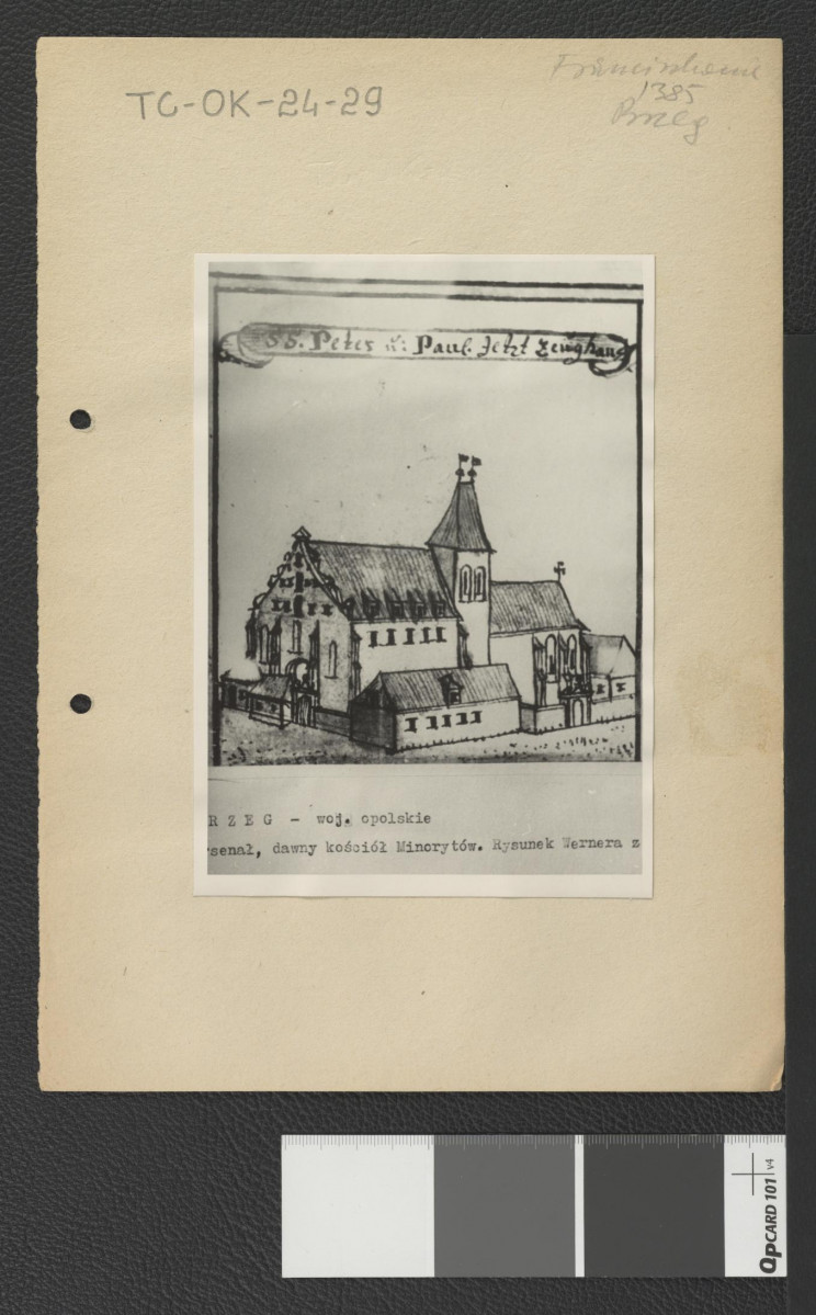 reprodukcja ryciny przedst. widok na miejscowy kościół klasztorny według rysunku Wernhera                                                                                      , skan 1