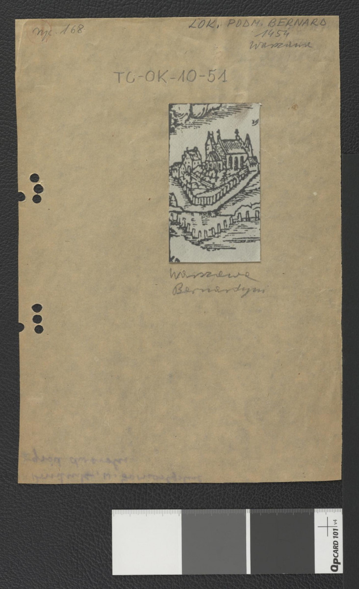 reprodukcja drzeworytu przedstawia widok miejscowego kościoła prawdopodobnie od strony skarpy wiślanej , skan 1