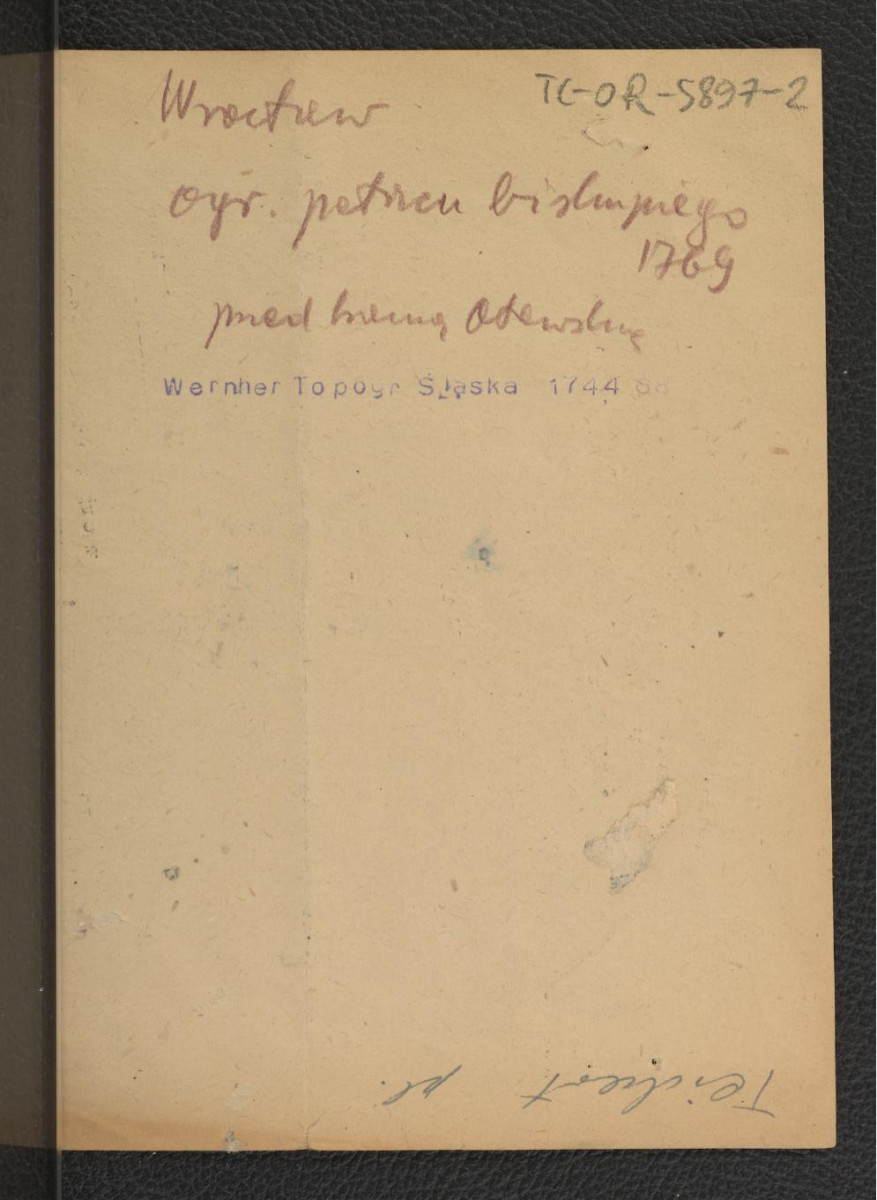karta opisowa do fotogarfii reprodukcji ryciny zamieszczonej w Wernher F.B., Topografia Śląska, 1744-1768, skan 1