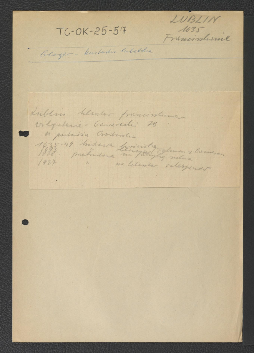 odsyłacz do Gloger Zygmunt, Encyklopedia Staropolska, Warszawa 1902 wzmiankujący przynależność miejscowego klasztoru do kustodii lubelskiej oraz Wilgatów i Gawareckiego wraz z krótką chronologią miejscowego klasztoru, skan 1