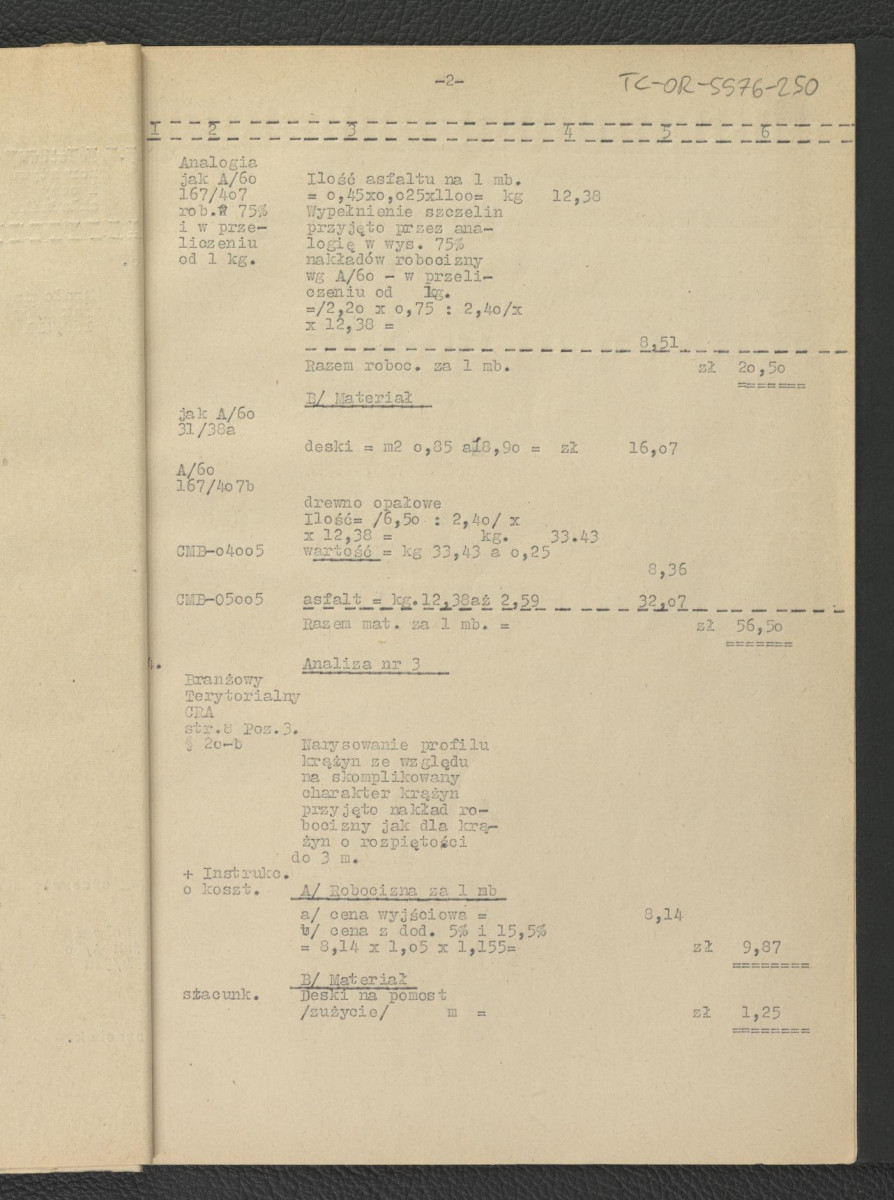 kosztorysy budowlane, założenia do kosztorysu, zestawienie do kosztorysu, analiza, przedmiar robót, wykaz materiałów, fragment opis techniczny G. Ciołka z lipca 1962 r.; dwadzieścia jeden kart, skan 14