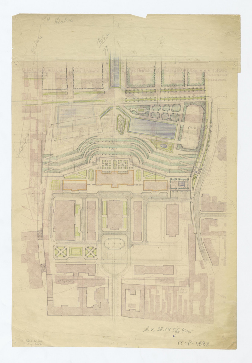 jedna z prób koncepcji rekonstrukcji zieleni i ogrodu przy pałacu Kazimierzowskim, skan 1