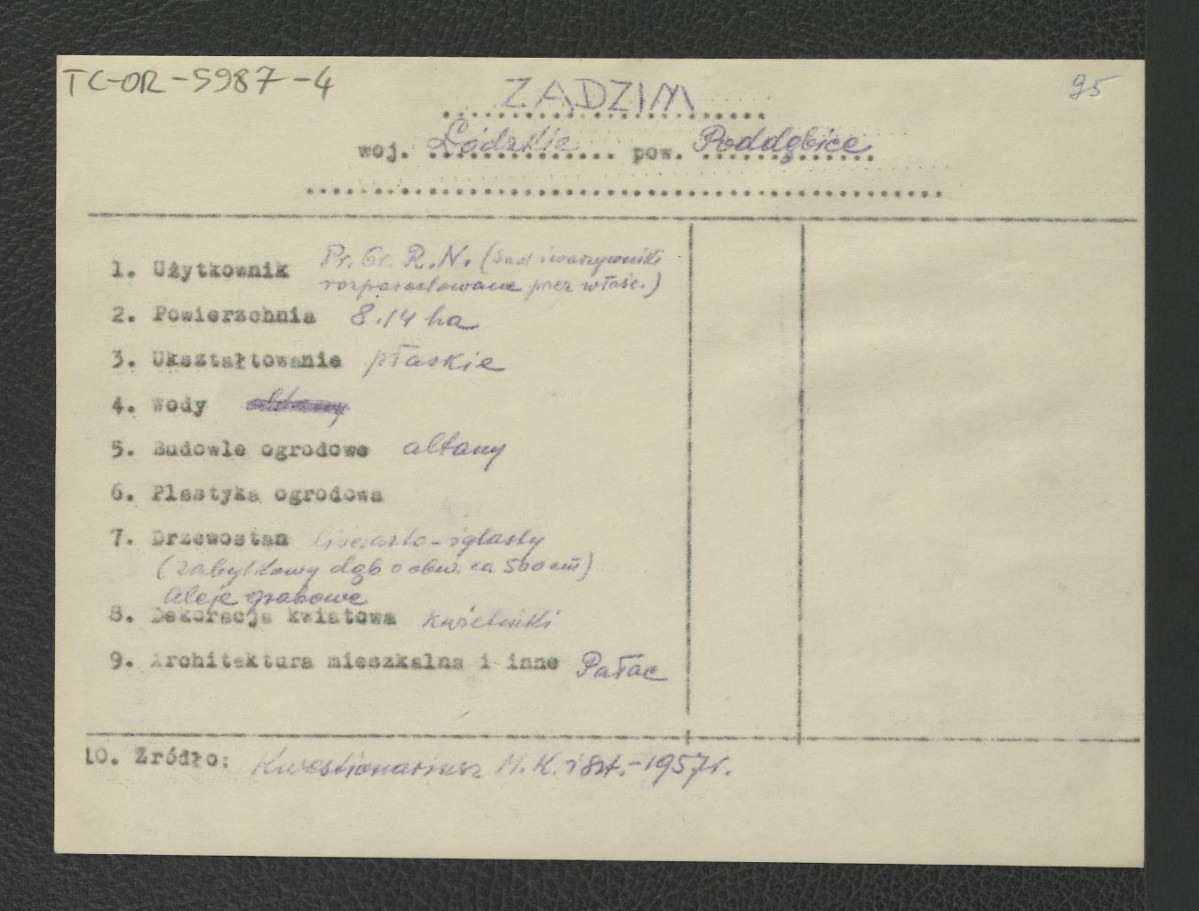wypis z Kwestionariusz Ministerstwa Kultury i Sztuki z 1957 r. , skan 1