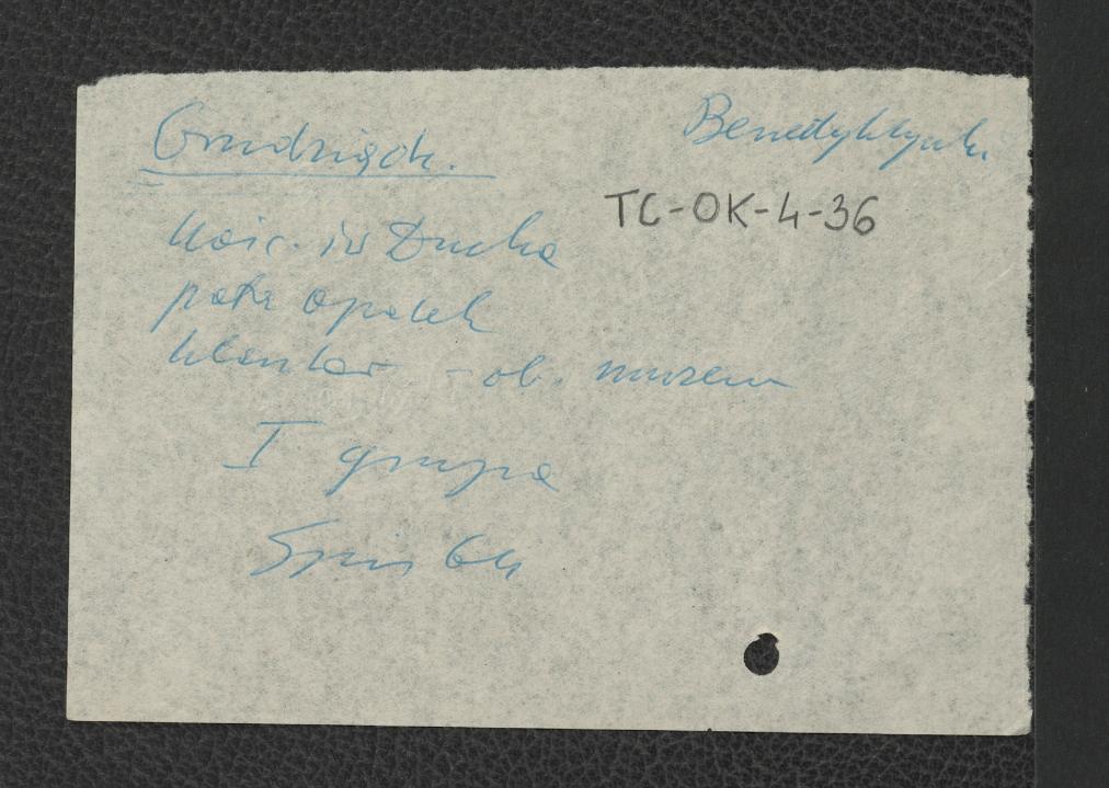 karta o charakterze brudnopisu z informacją o kościele Świętego Ducha i budynku klasztoru mieszczącego muzeum, skan 1