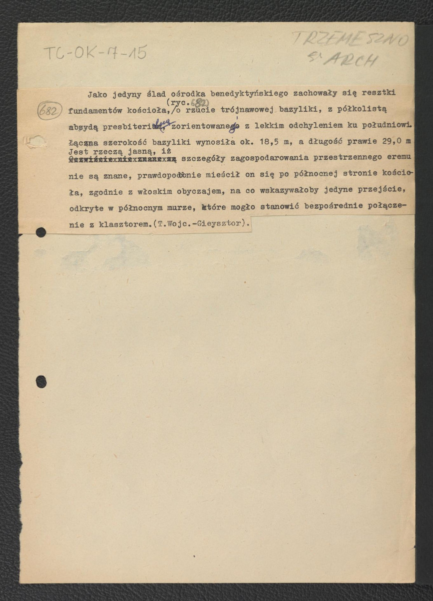 wypis z Wojciechowski Tadeusz, Szkice historyczne, Kraków 1952 wzmiankujący pozostałości fundamentów dawnej bazyliki , skan 1