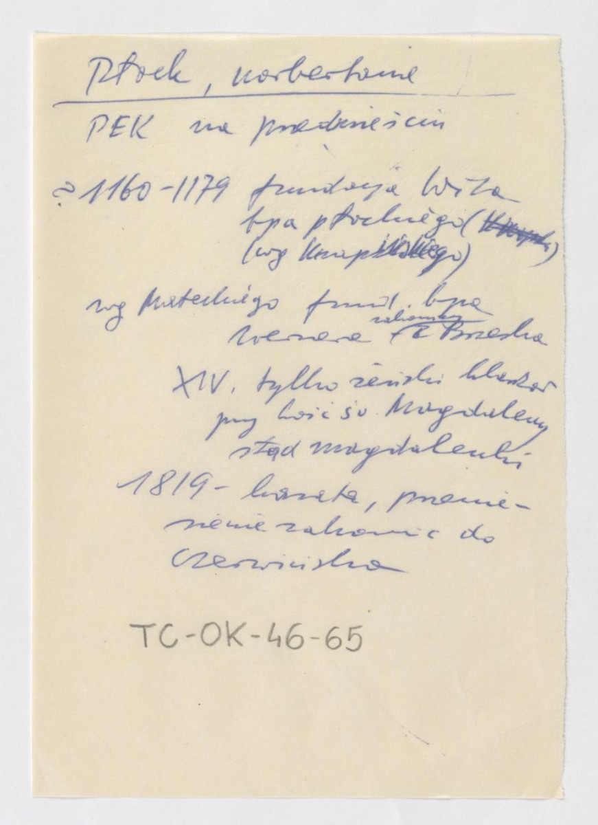 wypis z Podręczna Encyklopedia Kościelna, red. ks. Zygmunt Chełmicki, t. I-XLIV, Warszawa, 1904-1916 zawierający ważniejsze daty w dziejach miejscowego klasztoru począwszy od domniemanej fundacji ok. 1160 r., skan 1