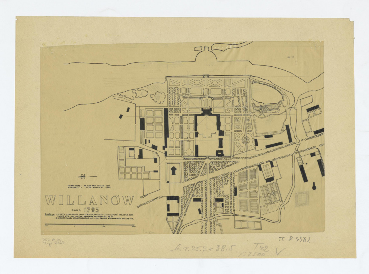 Wilanów-opracowany plan parku i zabudowań na podstawie materiałów z 1793 roku, skan 1