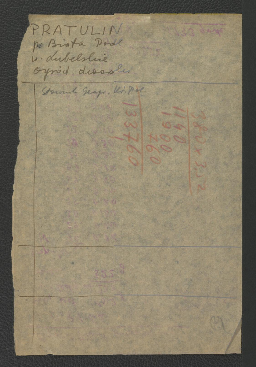 kosztorys na opracowanie projektu wstępnego i realizacyjnego ogrodu przed oranżerią oraz kosztorys na opracowanie projektu realizacyjnego 1:100 z 5 maja 1958 r.; obliczenia związane z ogrodem przed oranżerią, dziedzińcem oraz ogrodem południowym; pozostałe notatki, skan 4