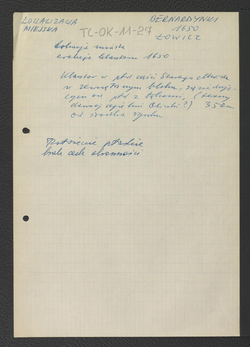 notatka dotycząca klasztoru usytuowanego w południowej części Starego Miasta wzniesionego około 1650 roku , skan 1