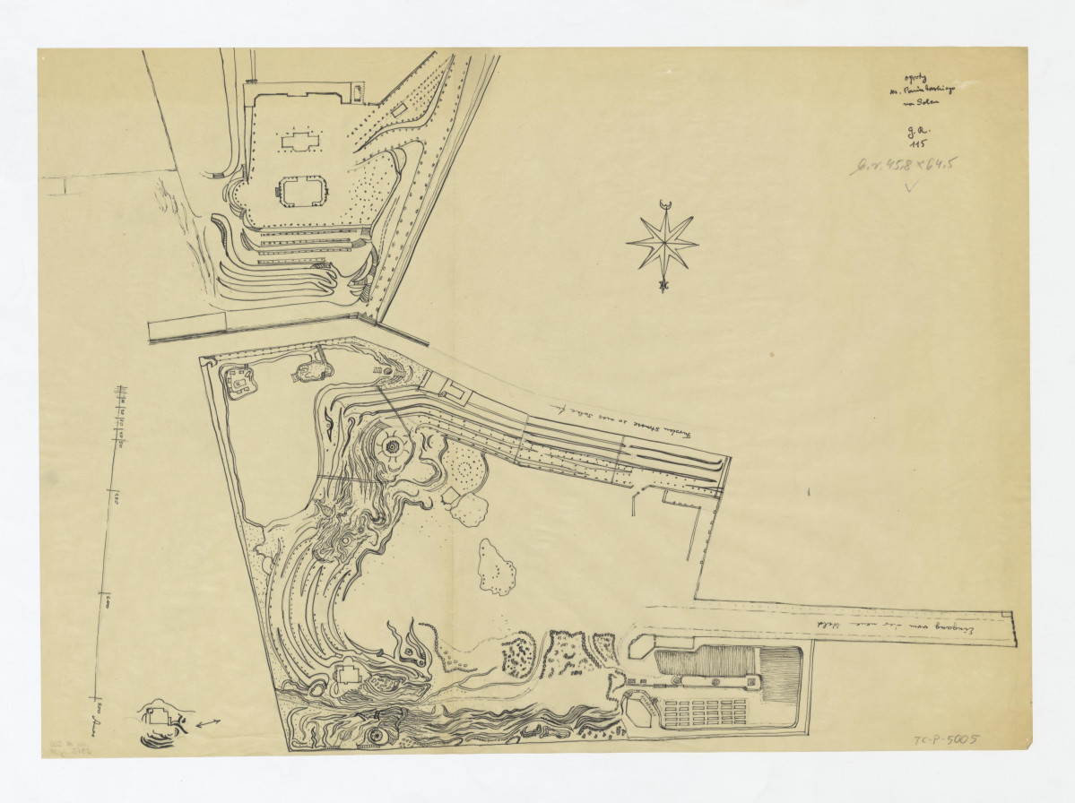 odrys ogrodu księcia Kazimierza Poniatowskiego na Solcu (utrwalony tuszem), skan 1