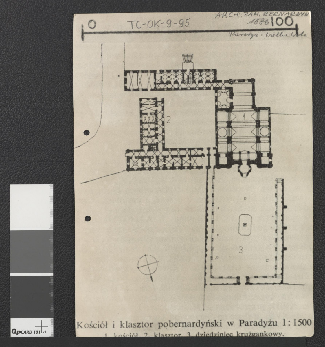 rzut przyziemia miejscowego kościoła i klasztoru pobernardyńskiego (1 : 1500)                                          , skan 1