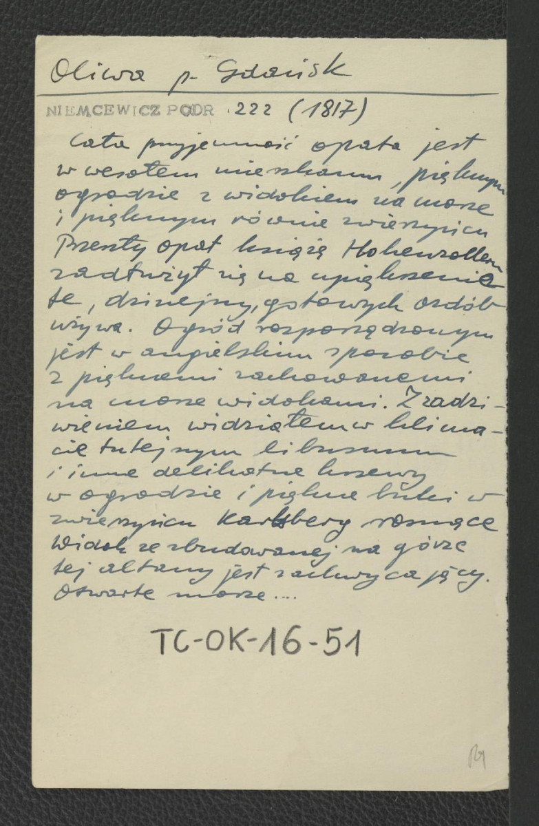 wypis z Niemcewicz Julian Ursyn, Podróże historyczne po ziemiach polskich: do 1811 do 1828, Paryż; Petersburg 1858, s. 222 wzmiankujący ogród w stylu angielskim oraz zwierzyniec w pobliżu miejscowego klasztoru , skan 1