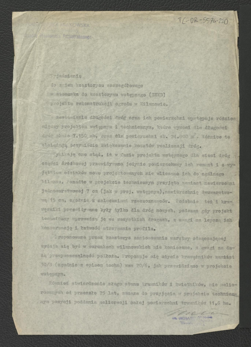 wyjaśnienie do zmian kosztorysu szczegółowego w stosunku do kosztorysu wstępnego projektu rekonstrukcji miejscowego ogrodu , skan 1