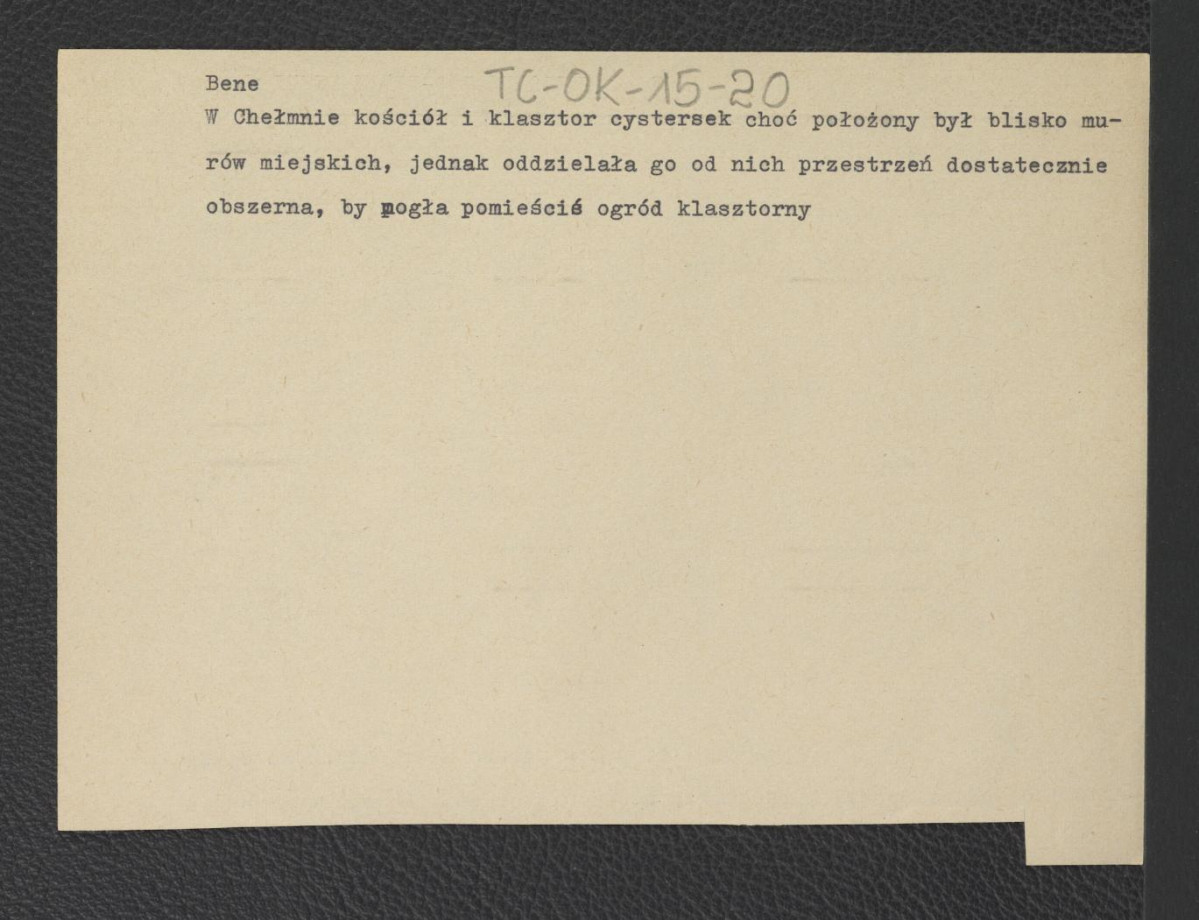 fragment notatki wzmiankującej kościół i klasztor cysterek usytuowany blisko murów miejskich , skan 1