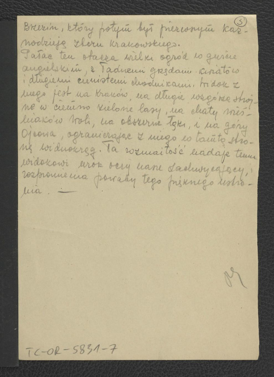wypis z Mączyński, część III, s. 201 dotyczący miejscowej wioski, tamtejszego pałacu oraz jego właścicieli; trzy karty , skan 3