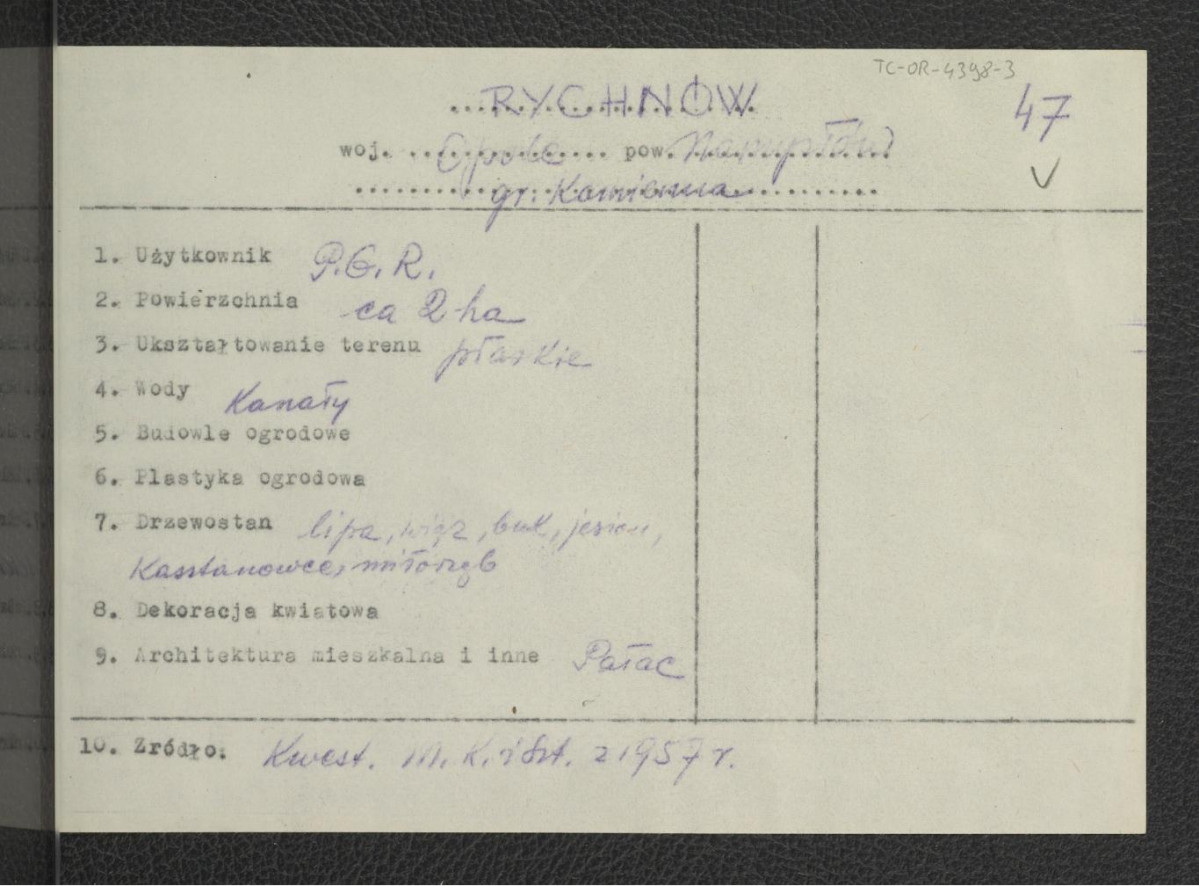 wypis z Kwestionariusz Ministerstwa Kultury i Sztuki z 1957 r.    , skan 1