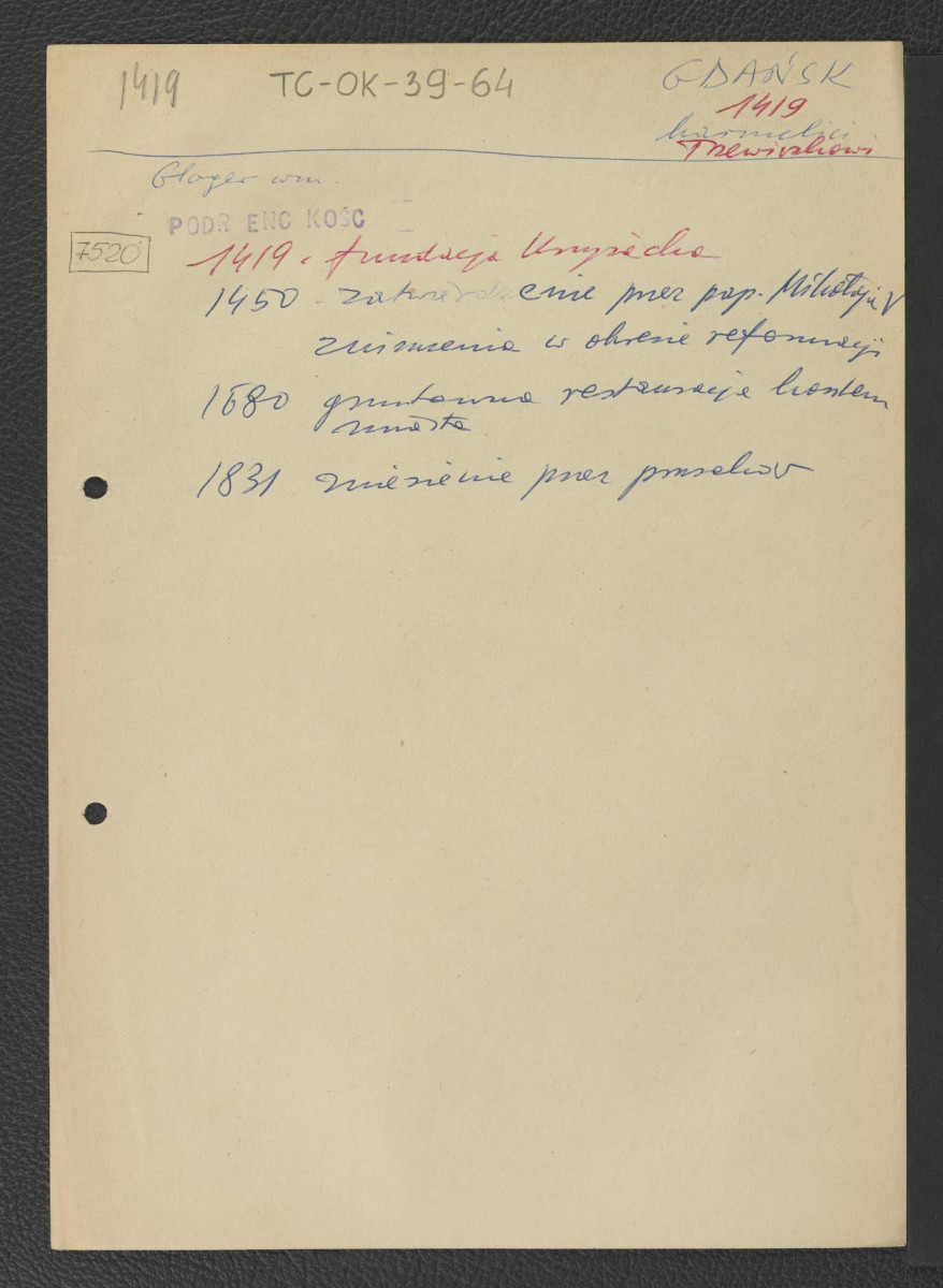 odsyłacz do Gloger Zygmunt, Encyklopedia Staropolska, Warszawa 1902; wypis z Podręczna Encyklopedia Kościelna, red. ks. Zygmunt Chełmicki, t. I-XLIV, Warszawa, 1904-1916 zawierający ważniejsze daty w dziejach klasztoru począwszy od 1419 r., skan 1