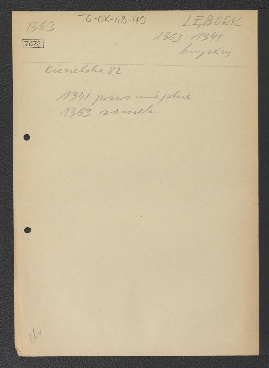 odsyłacz do Ciesielska Karola, W zasięgu krzyżackiego miecza, Warszawa 1961, s. 82 wzmiankujący uzyskanie praw miejskich w 1341 r. oraz wzniesienie zamku w 1363 r.; , skan 1