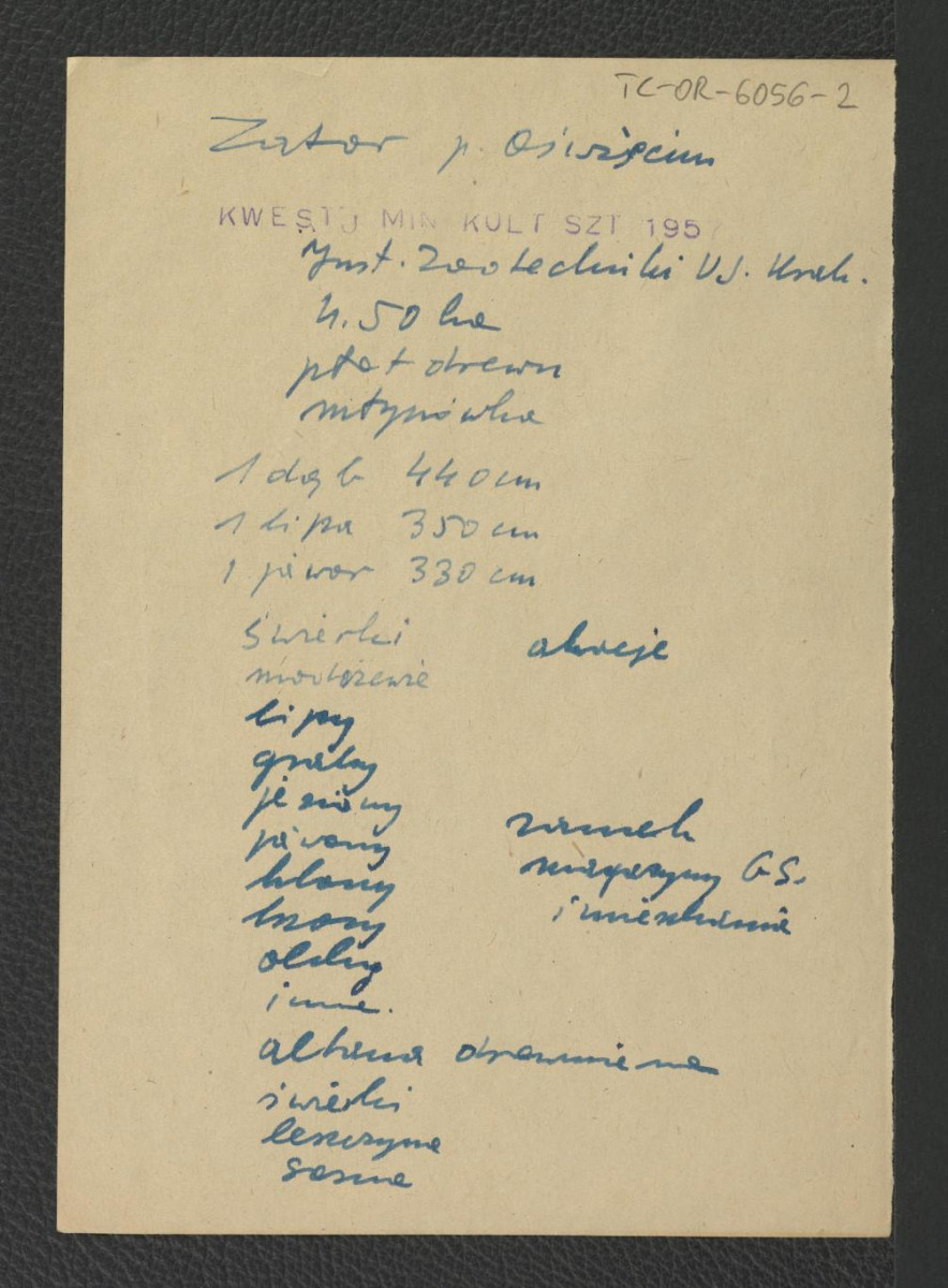 wypis z Kwestionariusz Ministerstwa Kultury i Sztuki z 1957 r. , skan 1
