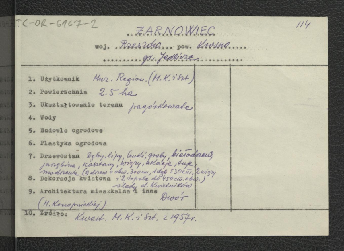 wypis z Kwestionariusz Ministerstwa Kultury i Sztuki z 1957 r.   , skan 1