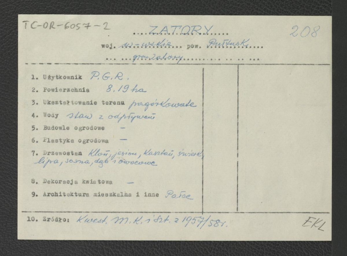 wypis z Kwestionariusz Ministerstwa Kultury i Sztuki z 1957/1958 r. , skan 1