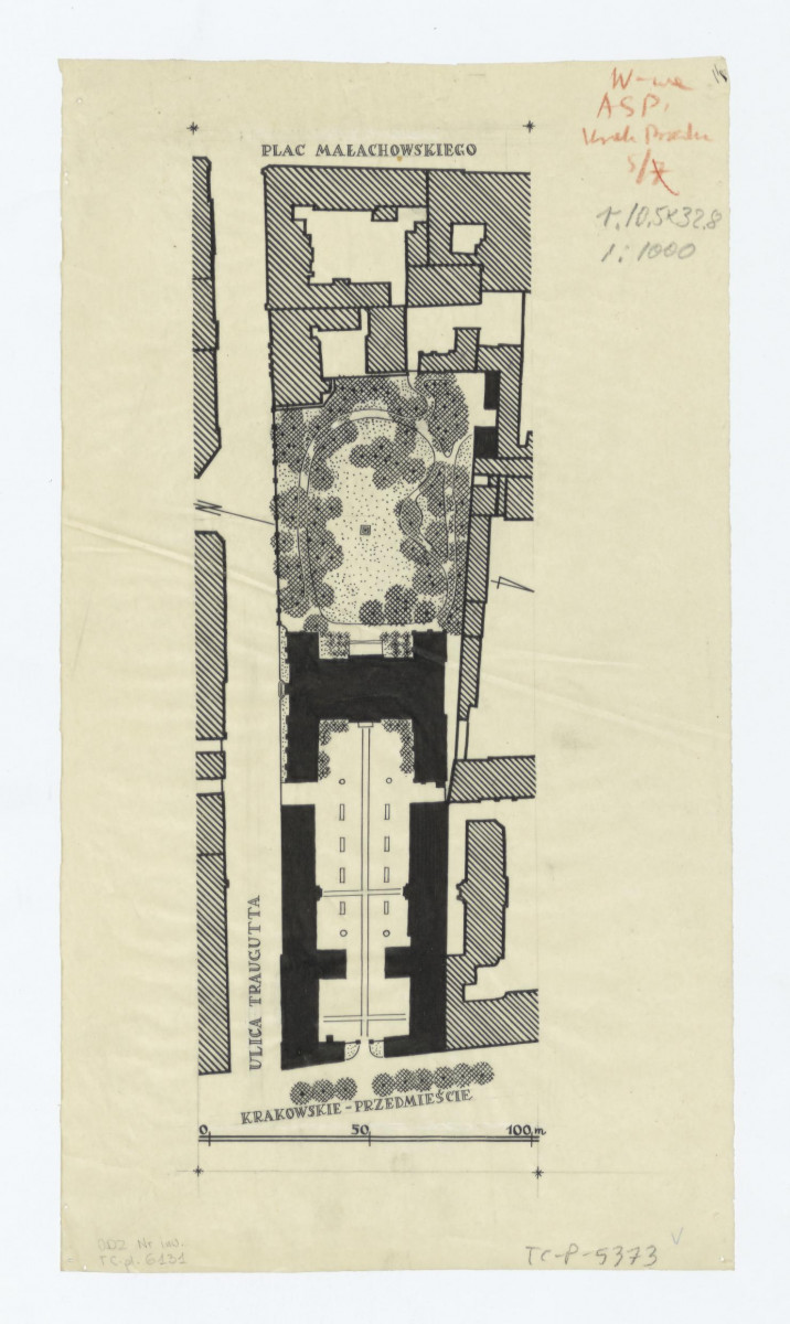 Pałac i Ogród Radziejowskiego (Raczyńskich)-plan sytuacyjny z lat 1920 - 1930 ogrodu, pałacu i oficyn, skan 1