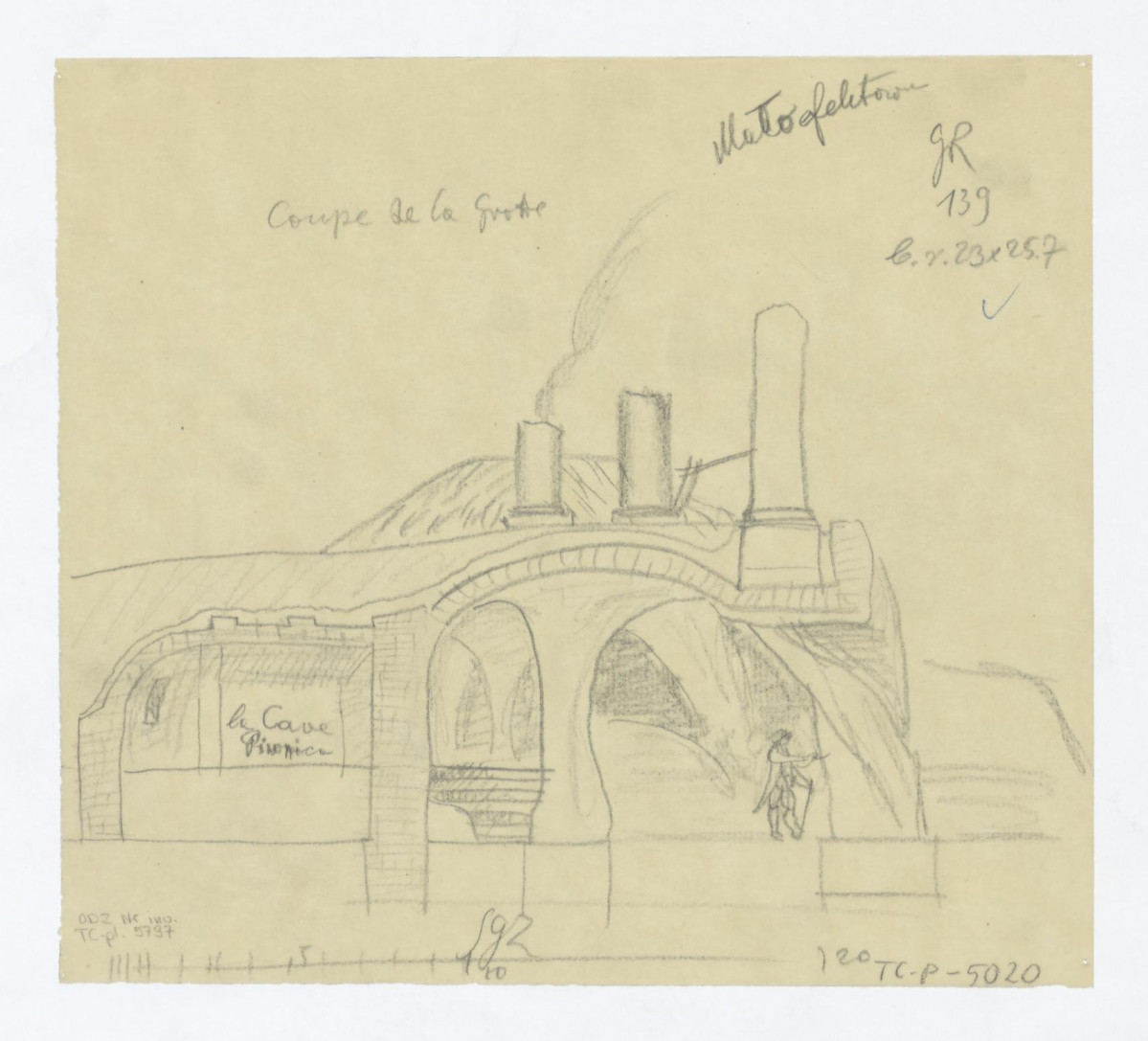 przekroje prze z grotę w ogrodzie Kazimierza Poniatowskiego według Szymona Bogumiła Zuga (odrysy) , skan 1