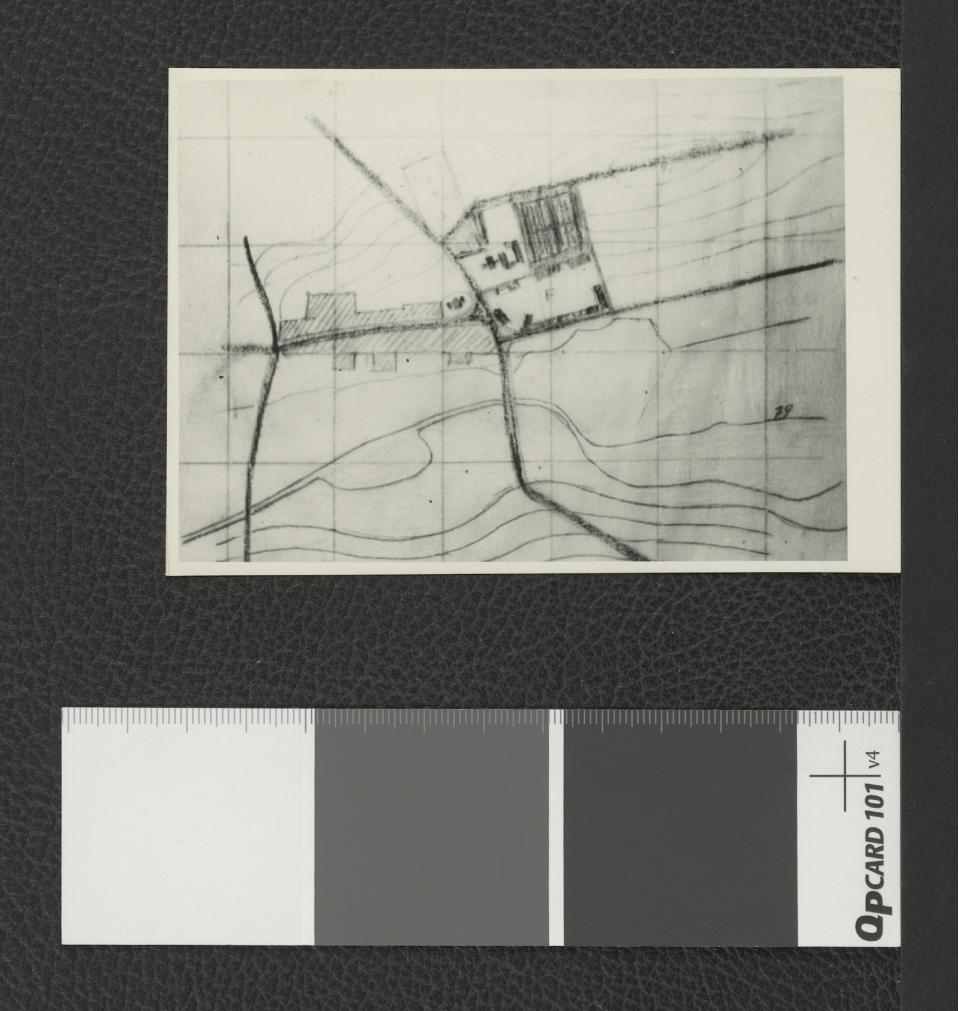 przedstawia fragment szkicowego planu miejscowego opactwa     , skan 1