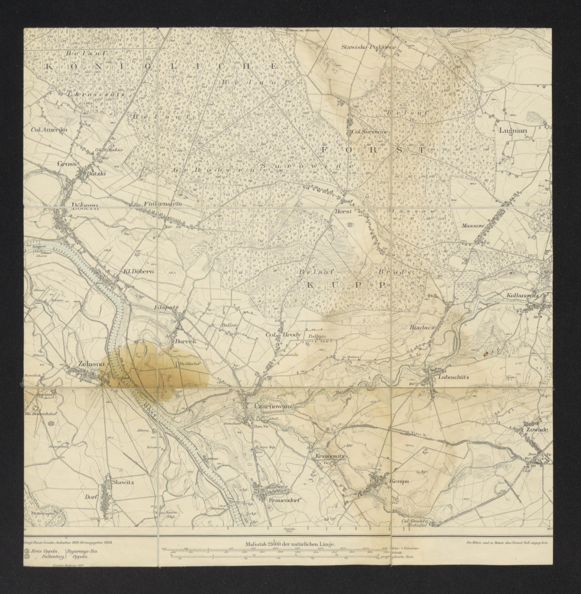 niemieckojęzyczna mapa (1 : 25000) przedstawiająca fragment Opolszczyzny               , skan 1