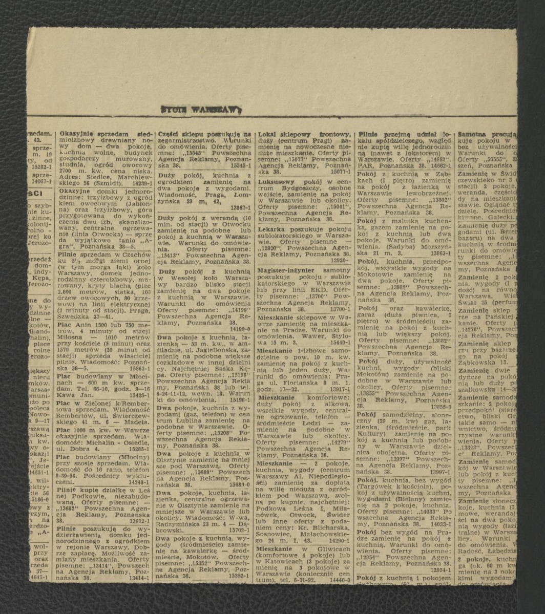 fragment karty z „Życia Warszawy” z 12 maja 1957 r. (nr 112) zawierający tekst pt. Piękny pałac w zaniedbanym parku , skan 2