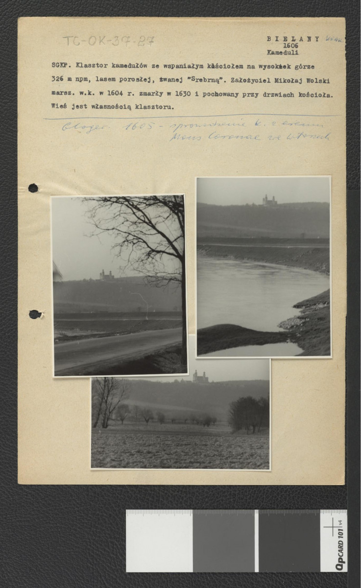 miejscowy klasztor (od południa) wraz z wypisem z Słownika Geograficznego Królestwa Polskiego oraz odsyłaczem do Gloger Zygmunt, Encyklopedia Staropolska, Warszawa 1902 , skan 1