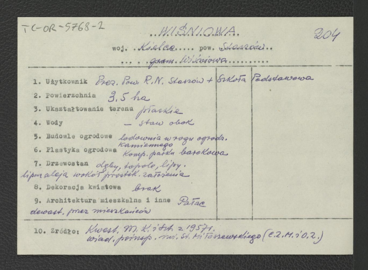 wypis z Kwestionariusz Ministerstwa Kultury i Sztuki z 1957 r. , skan 1