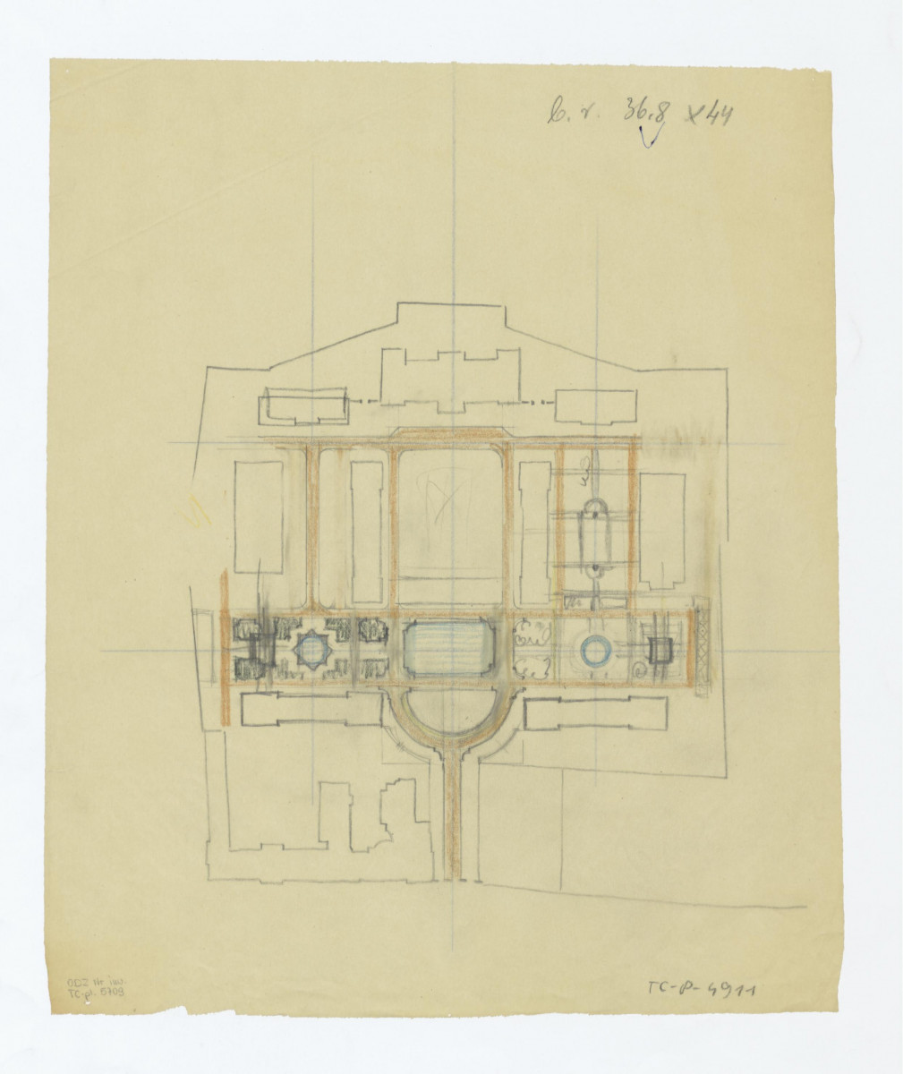 jedna z prób koncepcji rekonstrukcji górnego tarasu przy pałacu Kazimierzowskim, skan 1