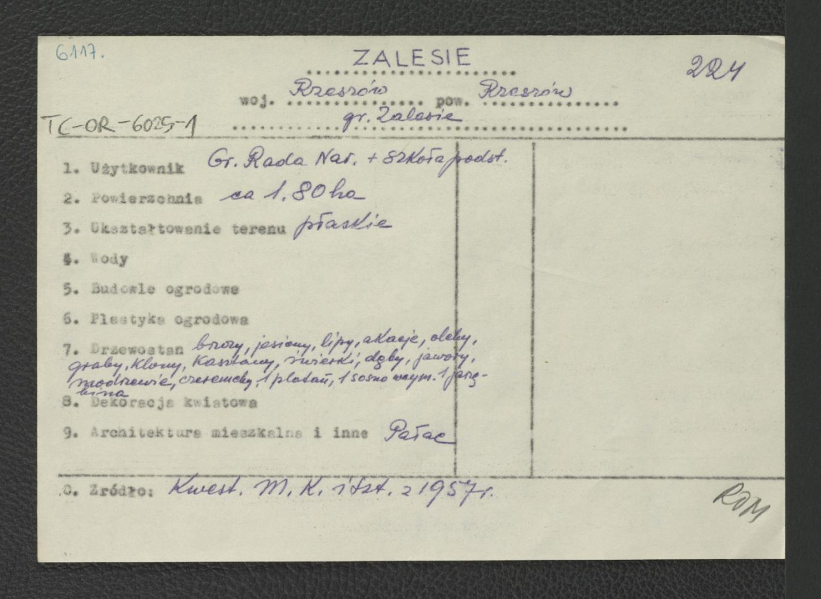 wypis z Kwestionariusz Ministerstwa Kultury i Sztuki z 1957 r.; brak obwoluty , skan 1
