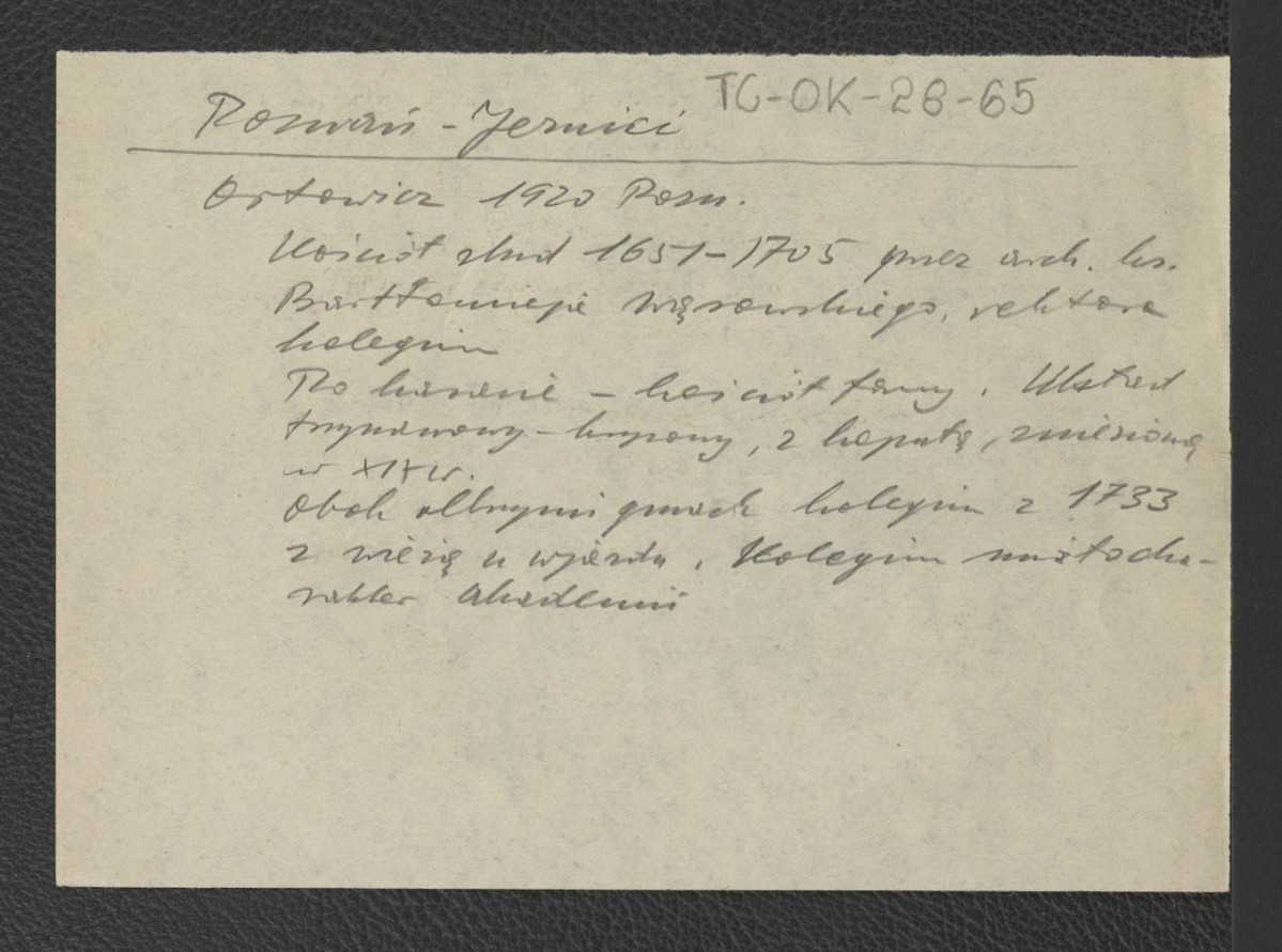 wypis z Orłowicz Meczysław, Ilustrowany przewodnik po poznańskiem, Lwów-Warszawa 1920 dotyczący miejscowego kościoła wzniesionego w latach 1651-1705 na bazie planów księdza Bartłomieja Wąsowskiego oraz dalszych dziejów obiektu , skan 1