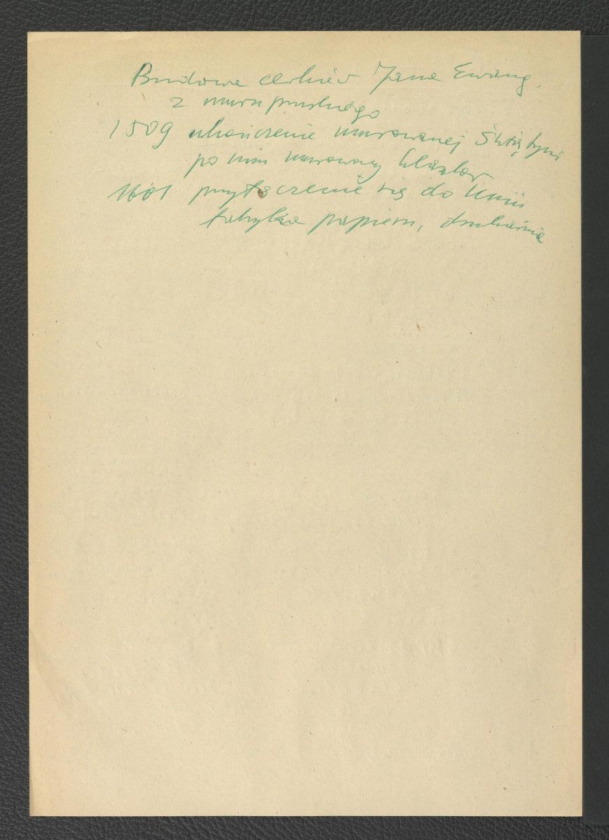 wypis z Szczepkowski J. (1931) dotyczący charakteru miejscowego miasteczka, tamtejszej zabudowy oraz ważniejszych epizodów w dziejach miejscowego klasztoru, skan 2
