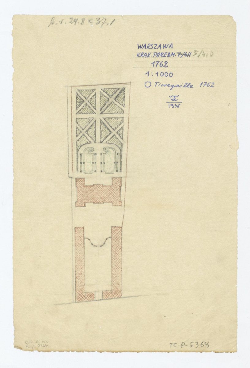 Pałac i Ogród Radziejowskiego (Raczyńskich)-plan sytuacyjny według Tirregaille z 1762 roku, skan 1