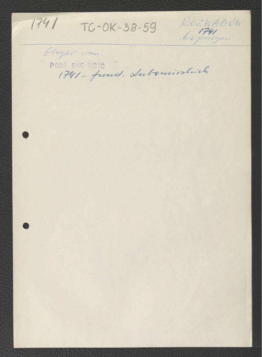 odsyłacze do Gloger Zygmunt, Encyklopedia Staropolska, Warszawa 1902 oraz Podręczna Encyklopedia Kościelna, red. ks. Zygmunt Chełmicki, t. I-XLIV, Warszawa, 1904-1916 wzmiankujące fundację Lubomirskich z 1741 r. , skan 1
