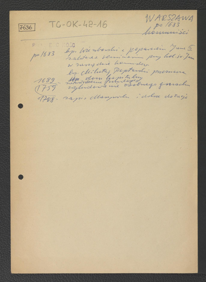 wypis z Podręczna Encyklopedia Kościelna, red. ks. Zygmunt Chełmicki, t. I-XLIV, Warszawa, 1904-1916 zawierający ważniejsze daty w dziejach miejscowego klasztoru po roku 1683 kiedy to biskup Wierzbowski zainicjował działalność miejscowego seminarium, skan 1