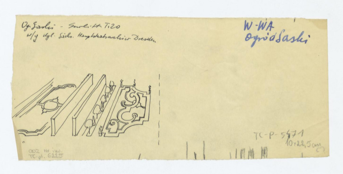 Ogród Saski-plan aksonometryczny części ogrodu według  Vgl. Sächs Hauptstaatsarchiw Dresden, skan 1