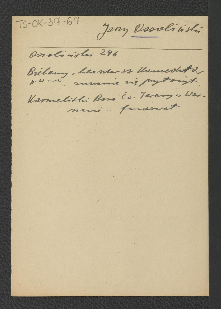 odsyłacz do Ossoliński, 246 wzmiankujący miejscowy klasztor , skan 1