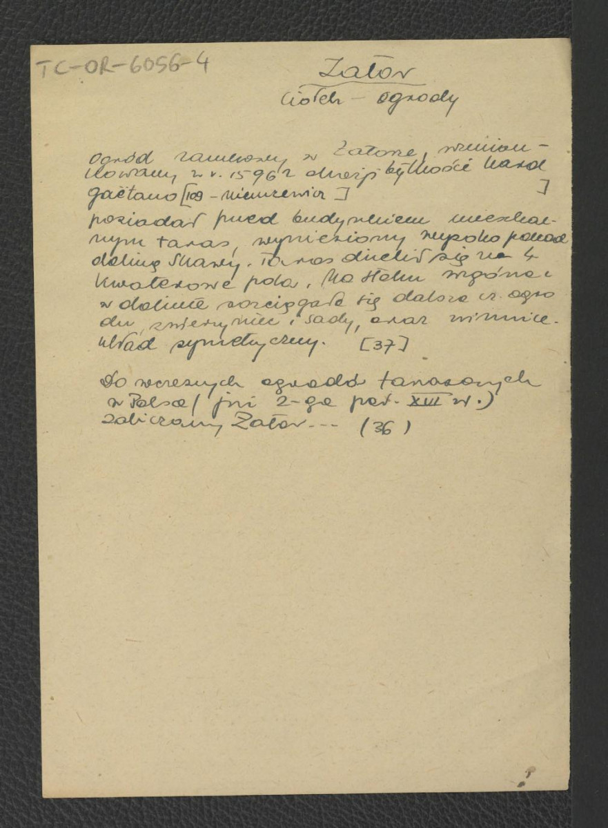 wypis z  Ciołek G., Ogrody polskie, Warszawa 1954, s. 36-37 zawierający zwięzłą charakterystykę miejscowej posesji , skan 1