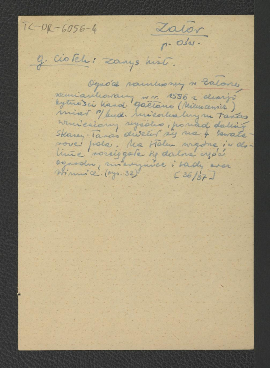 wypis z  Ciołek G., Ogrody polskie, Warszawa 1954, s. 36-37 zawierający zwięzłą charakterystykę miejscowej posesji , skan 2