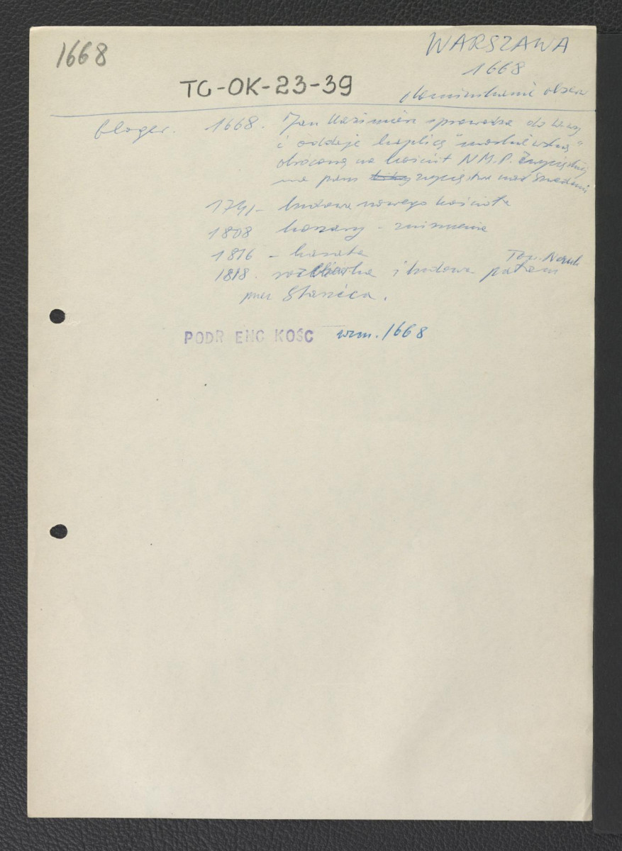 wypis z Gloger Zygmunt, Encyklopedia Staropolska, Warszawa 1902 zawierający zwięzłą chronologię miejscowego klasztoru począwszy od 1668 r. kiedy to Jan Kazimierz sprowadził dominikanów; odsyłacz do Podręczna Encyklopedia Kościelna, red. ks. Zygmunt Chełmicki, t. I-XLIV, Warszawa, 1904-1916 wzmiankująca zaistnienie klasztoru w 1668 r. , skan 1