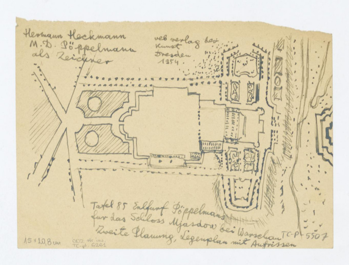 Ujazdów-plan zamku Ujazdowskiego -przerys  z H. Hechmann, M.D. Pippelmann als Zeichner, Dresden 1954, skan 1