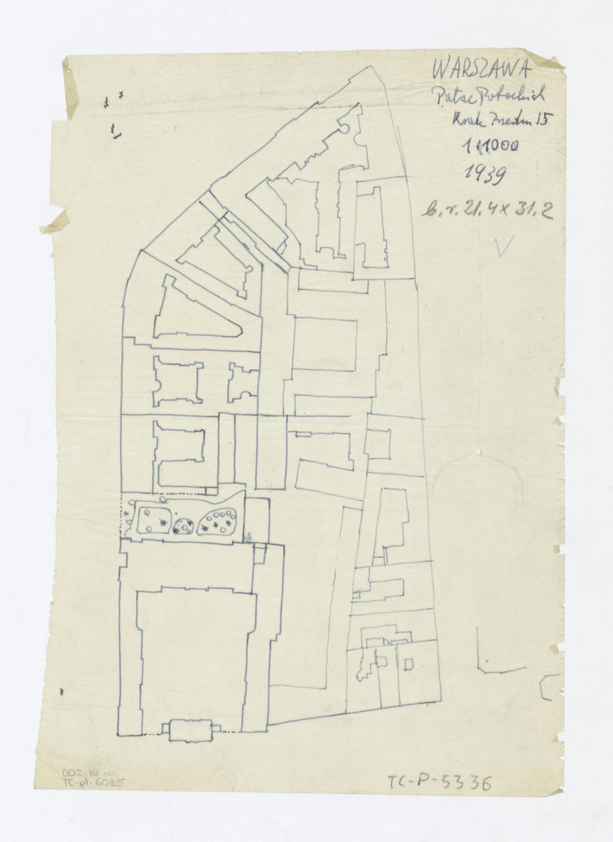 Pałac Potockich-plan sytuacyjny ogrodu z 1939 roku według planu miasta, skan 1